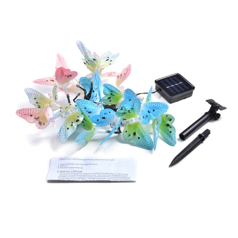 Dây Đèn LED 12 Bóng Hình Bướm Sử Dụng Năng Lượng Mặt Trời Chống Thấm Nước Trang Trí Giáng Sinh