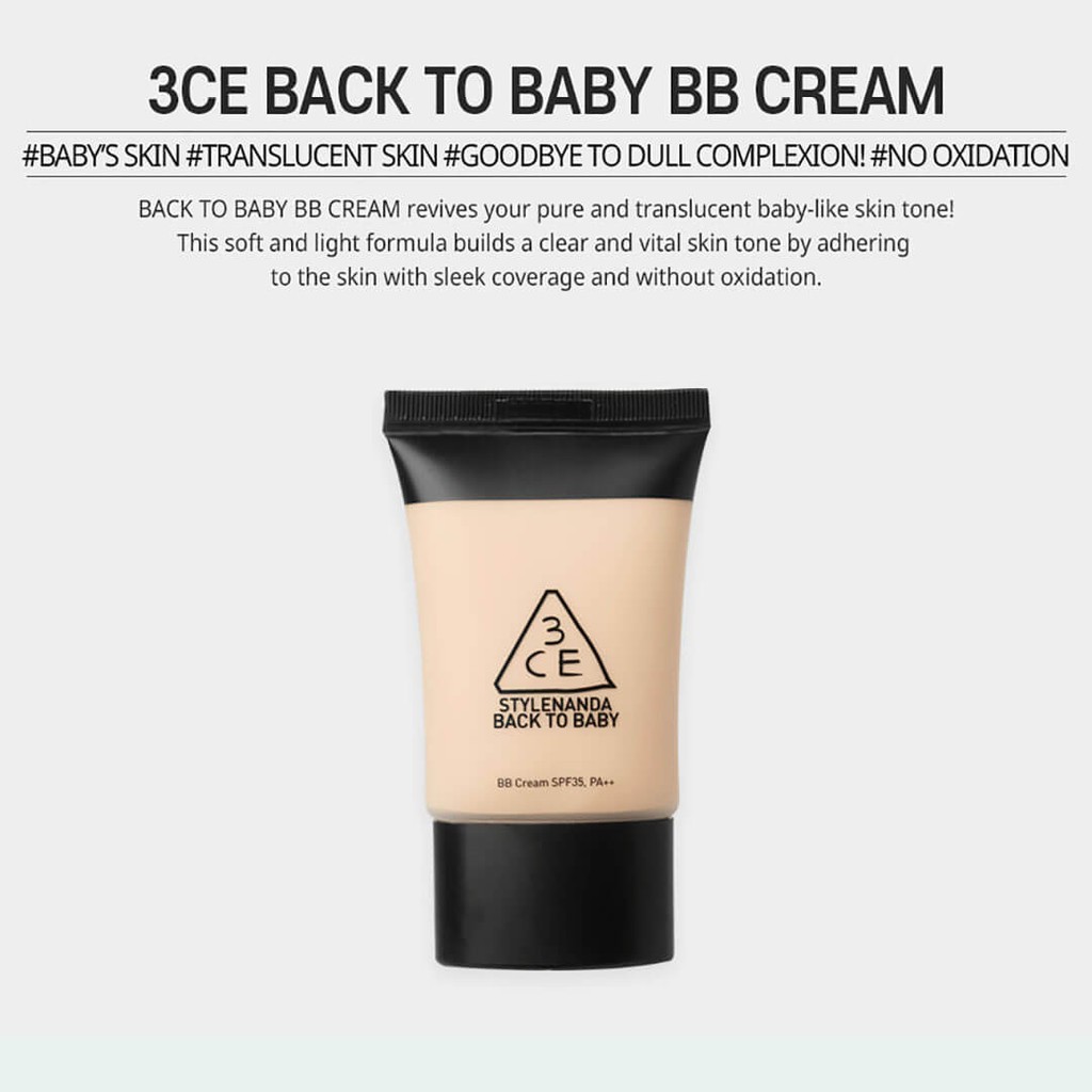 [Hàng mới về] Kem nền 3CE BB cream cho làn da trở lại như da em bé