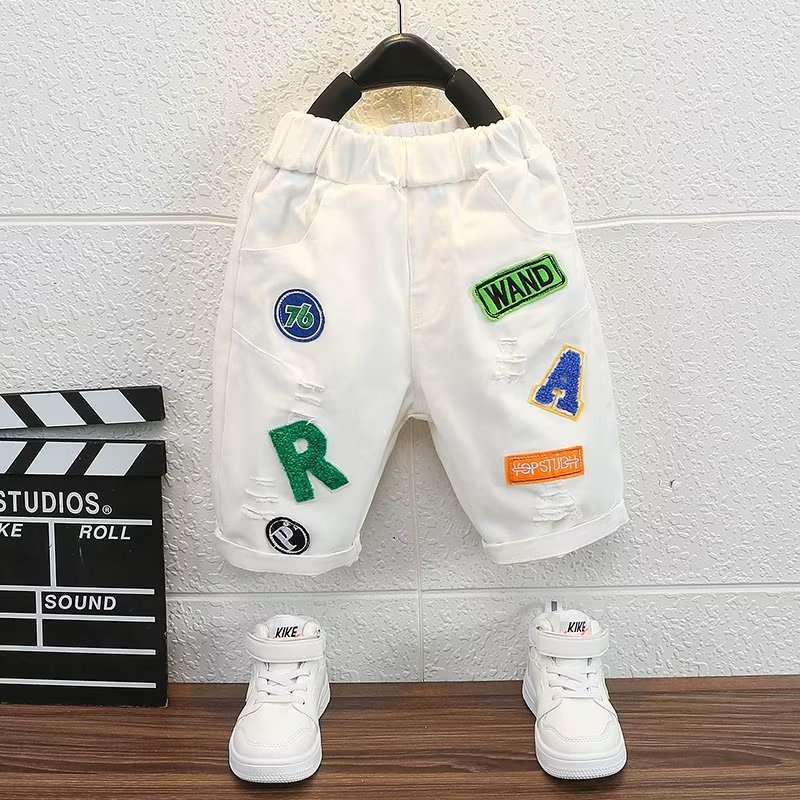 Quần Short Rách Dáng Rộng Thoải Mái Thời Trang Mùa Hè Cho Bé Trai 3-15 Tuổi