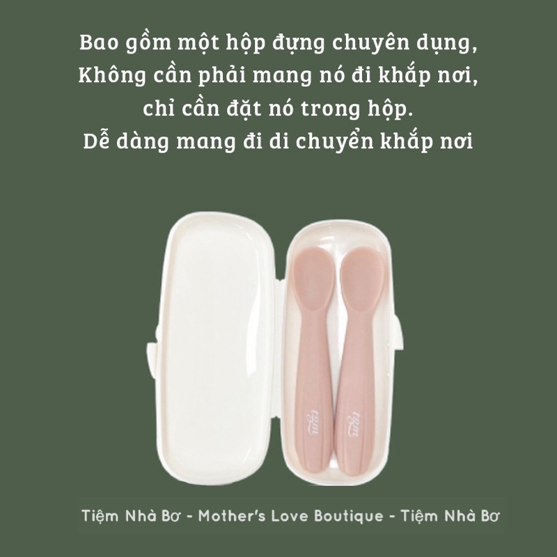 Set 2 thìa ăn dặm silicon kèm hộp TGM Hàn Quốc cho bé