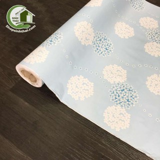Giấy dán tường hoa cẩm tú cầu màu xanh dương, [ 50cm x khổ 90cm ] có sẵn keo