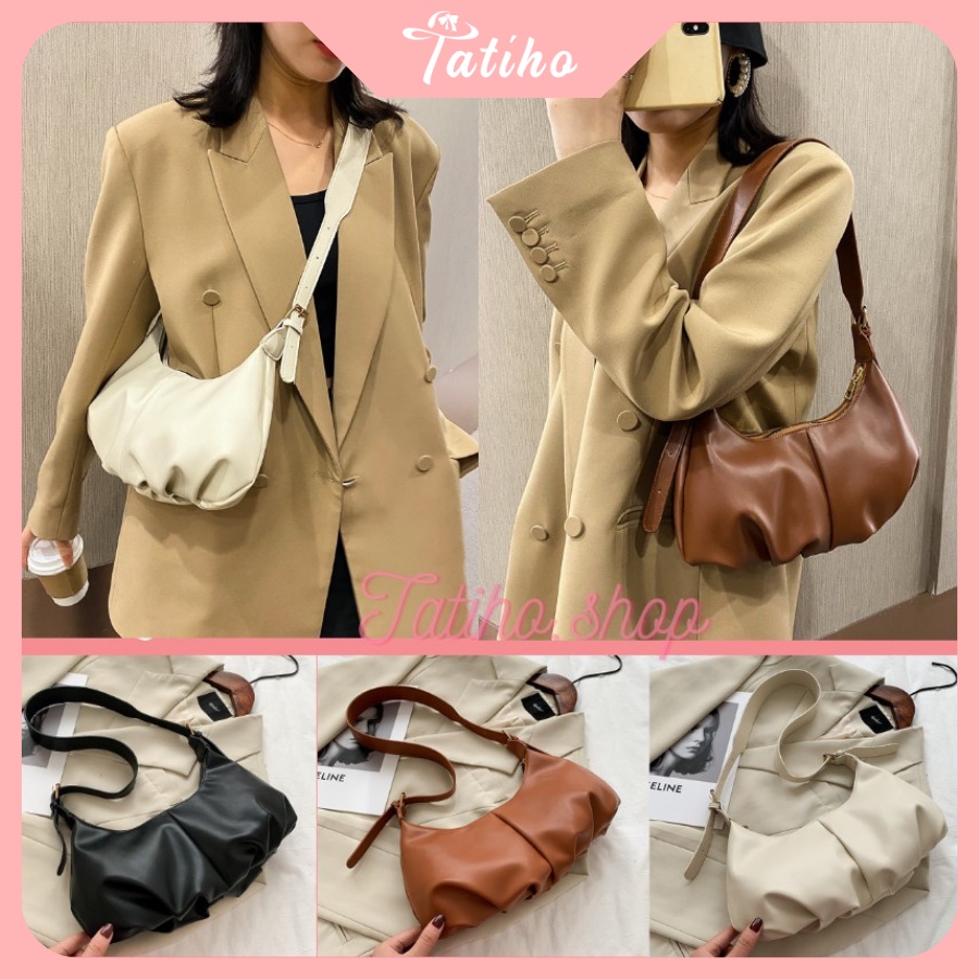 [HÀNG XỊN, GIÁ TỐT] Túi Xách Kẹp Nách Da Mềm Xếp Li Nhún Màu Trơn Thanh Lịch Đẹp - Mã TUI22