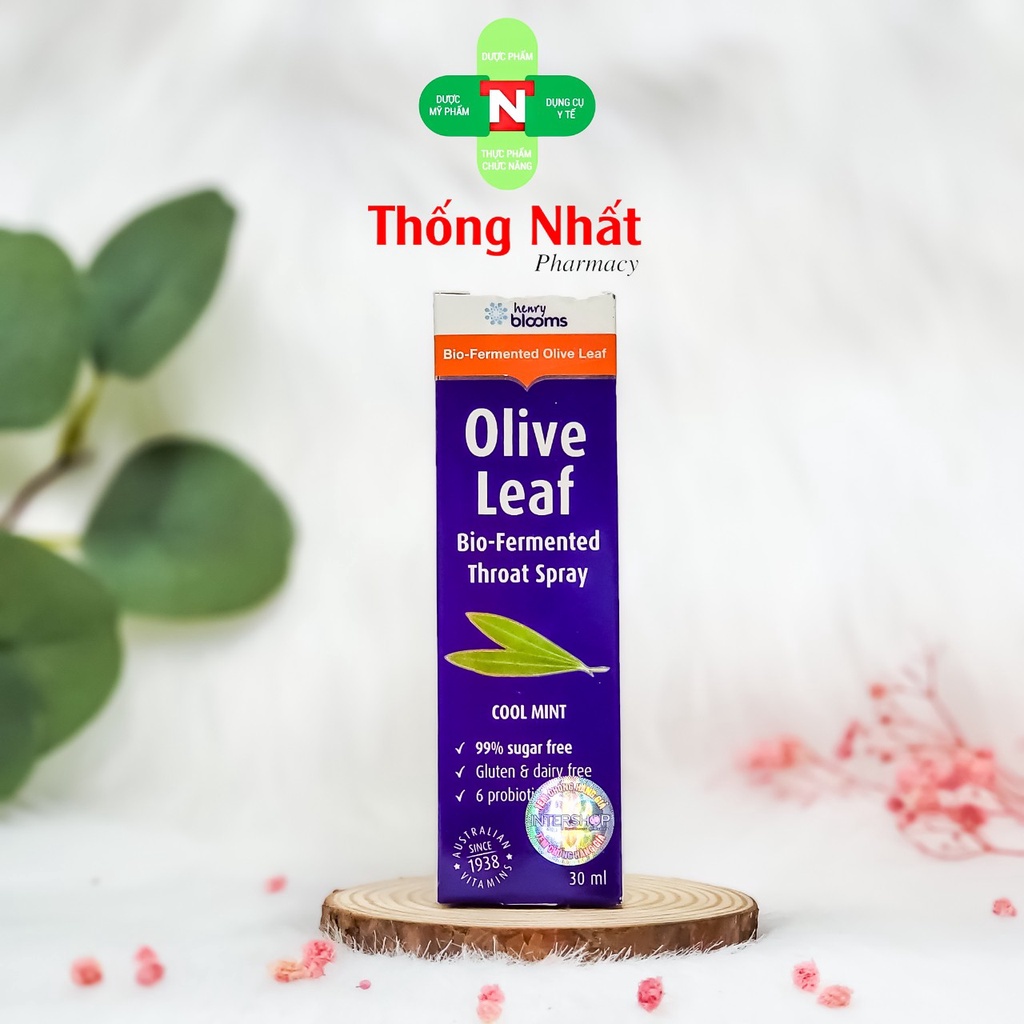 Olive Leaf Extract Bio-Fermented Throat Spray Xịt Ho, Viên Họng Henry Blooms