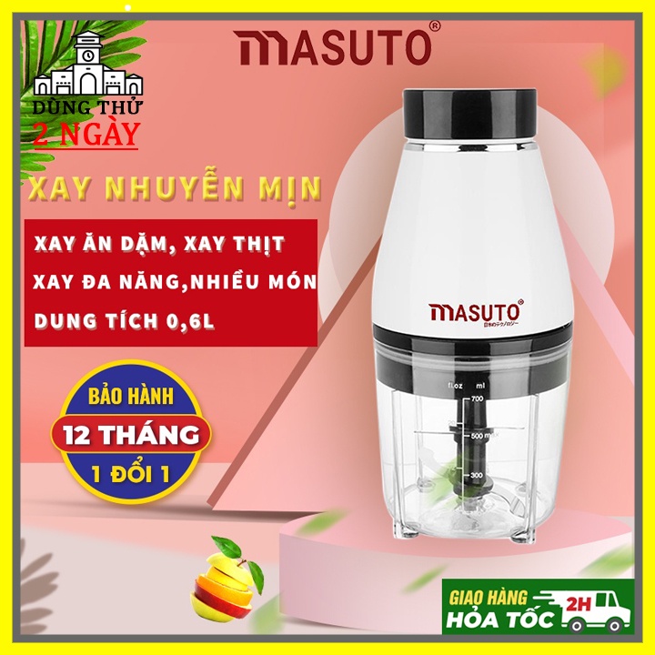Máy xay thịt Masuto 0.7L, xay thịt, cua, cá, rau củ quả, đồ ăn dặm, lỗi 1 đổi 1 trong 12 tháng