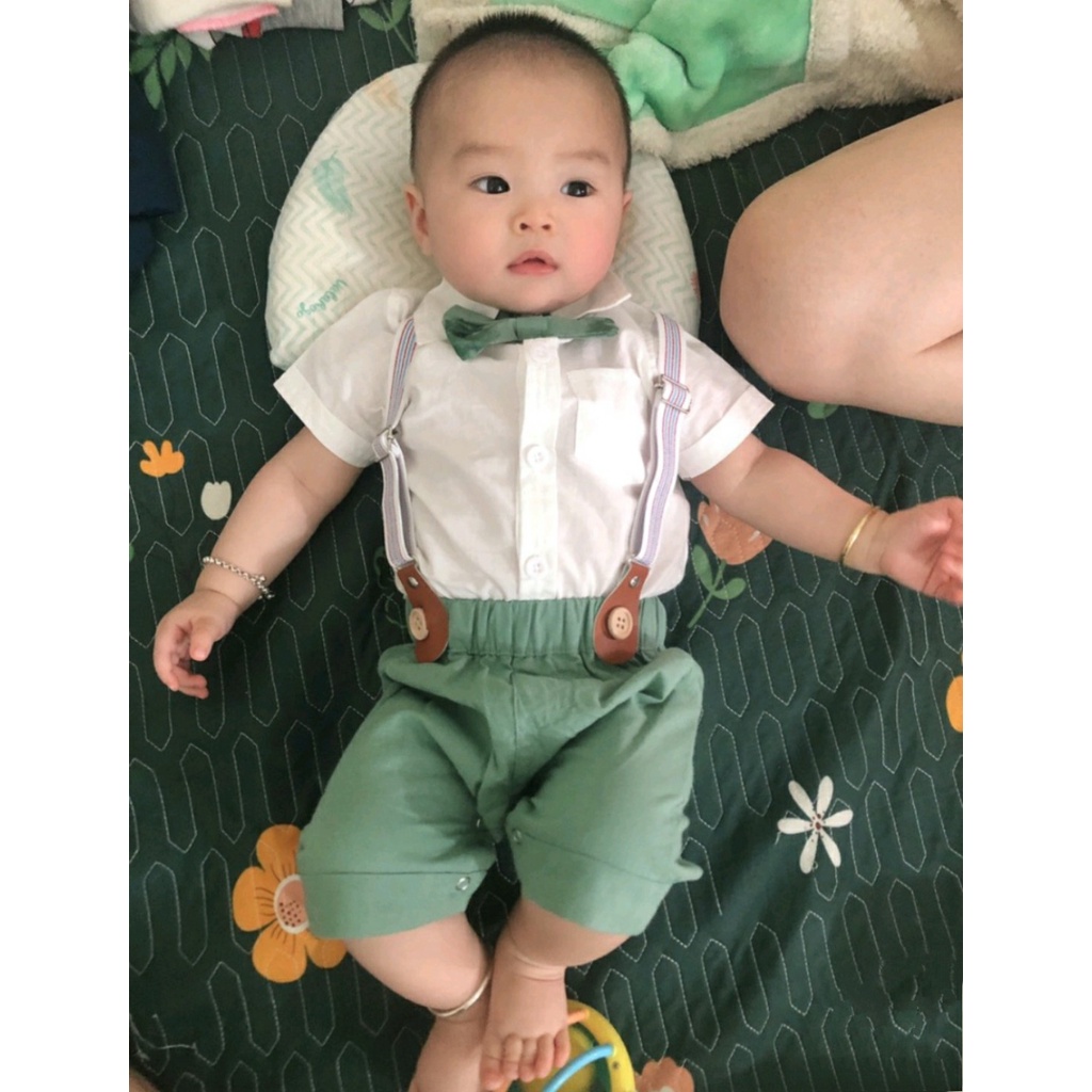Quần áo trẻ em Mialy kids, Set yếm công tử cho bé trai mặc đầy tháng, thôi nôi, đi tiệc  - Vải mềm mại, thoáng