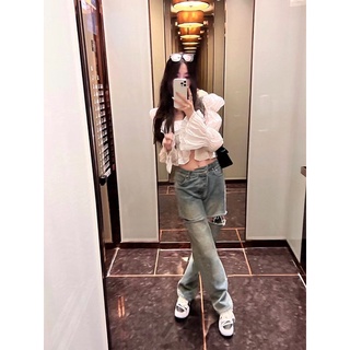 Quần jeans ống suông rách gối cao cấp