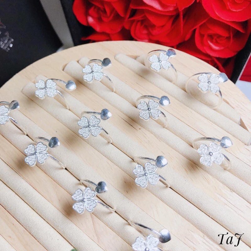 Nhẫn cỏ 4 lá may mắn - LINH'S MIU SILVER - Nhẫn nữ bạc ta