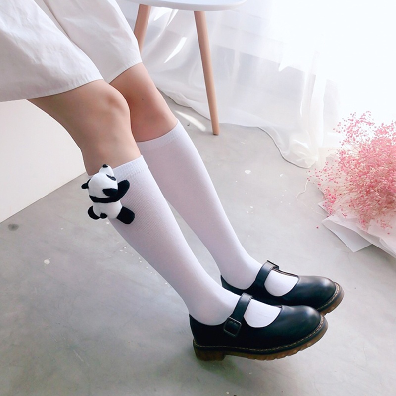 Vớ Cao Đến Đầu Gối In Họa Tiết Gấu Trúc 3D Nhồi Bông Dễ Thương Phong Cách Nhật Bản Dành Cho Nữ