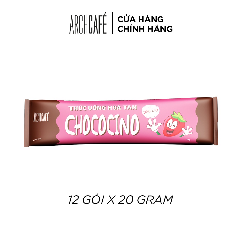 Chocolate Dâu - Choco Cacao hoà tan Archcafé Chococino (hộp 12 gói x 20g)