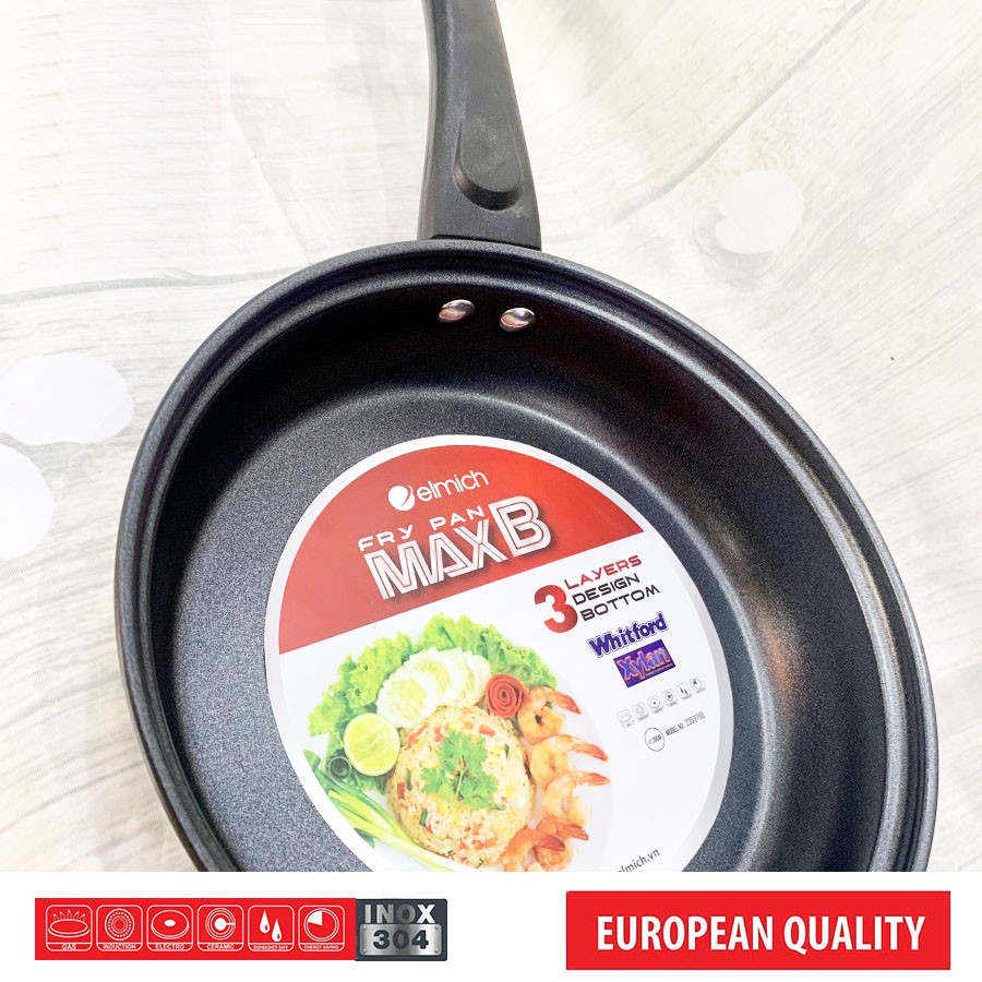 Chảo inox 3 đáy chống dính Elmich Smartcook MaxB 16/24/26cm SM-376x hàng chính hãng