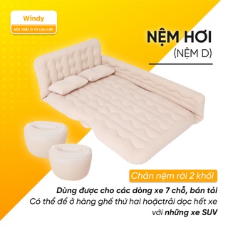 Nệm Hơi Ô Tô, Đệm Hơi Ô Tô Cao Cấp, Chân Rời Tiện Lợi Cho Xe 4 5 Chỗ, 7 Chỗ, Chất Cao Su Phủ Nhung (Tặng bơm điện)
