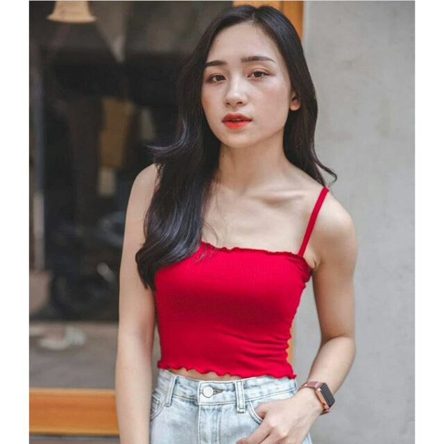 Áo dây cuốn biên 8 màu, áo 2 dây ( Có Ảnh Thật )