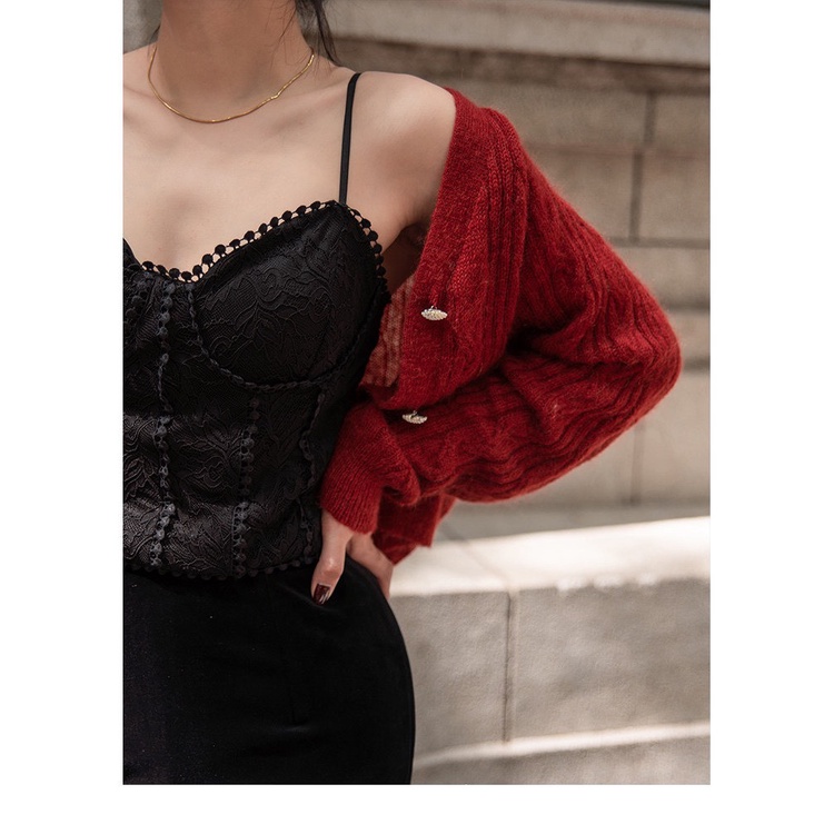 Áo BR500 Bra ren hoa 2 dây có đệm mút ôm ngực, dáng lửng tiểu thư, xinh xắn