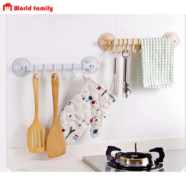 Móc treo đồ HÚT CHÂN KHÔNG tiện dụng thanh 6 móc