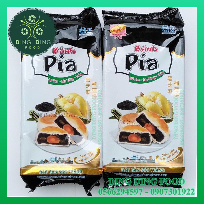 Bánh Pía Mè Đen Sầu Riêng Trứng 540g [ 4 BÁNH ] Tân Huê Viên| Bánh Pía Tân Huê Viên| Ăn Vặt| Đặc Sản - DING DING FOOD