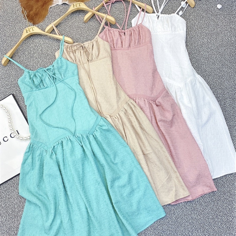 Đầm 2 dây dáng dài nudi cúp ngực bo eo xoè đuôi cá gợi cảm hàng loại 1 form dáng chuẩn tôn body