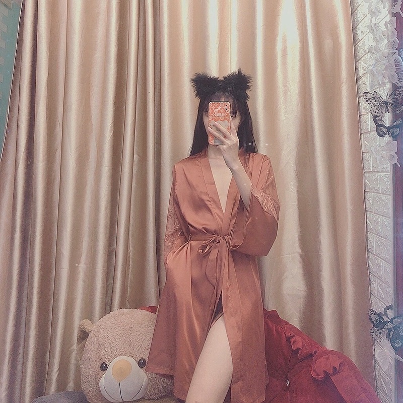 Áo choàng ngủ lụa satin cao cấp Áo choàng mặc nhà gợi cảm quyến rũ (Không kèm váy)