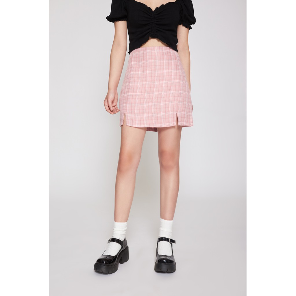 Chân Váy BOO Nữ Dáng Aline Lưng Cao Xẻ Gấu Họa Tiết Kẻ Caro Nhiều Màu