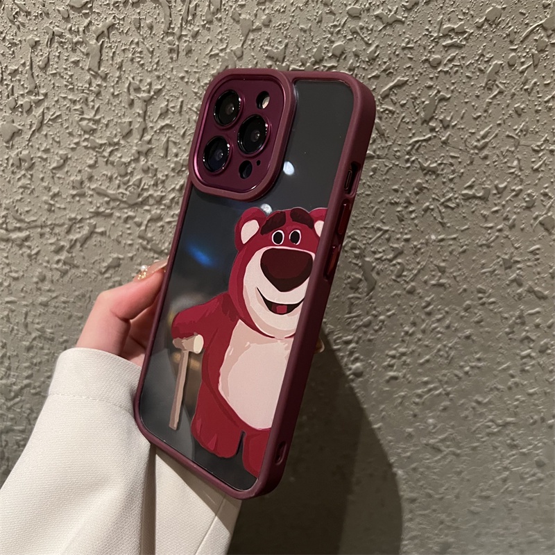 Ốp Điện Thoại Trong Suốt Chống Sốc Hình Gấu Và Dâu Tây Cho iPhone 13 pro max 11 12 pro max