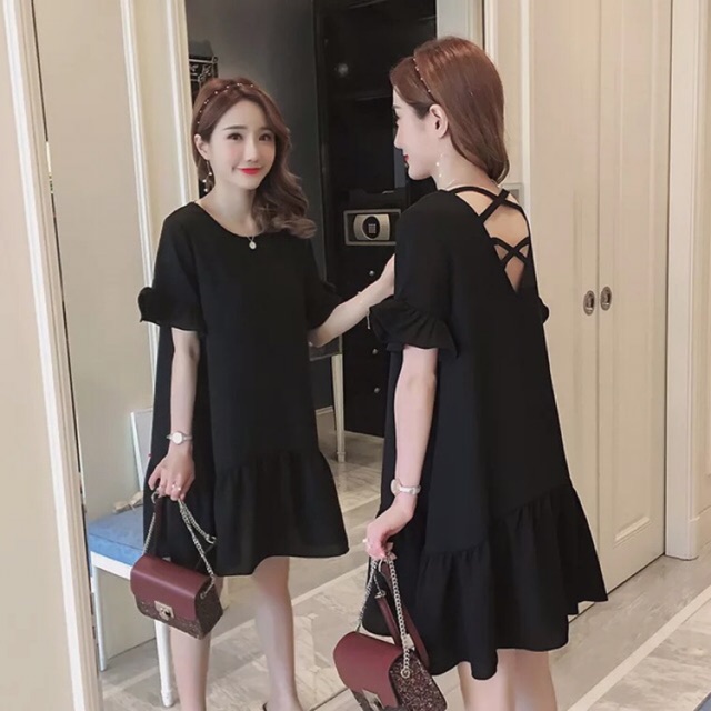 Váy bầu đan dây lưng đôi