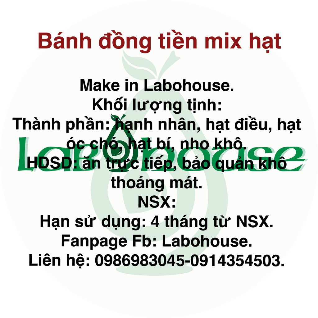 Bánh Đồng Tiền Mix Hạt và Bánh hạt dinh dưỡng ăn kiêng 1kg labomoncake labohouse | BigBuy360 - bigbuy360.vn