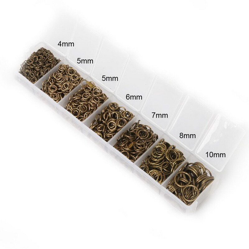 Bộ 1800-2000 vòng nối cỡ kích cỡ 3 4 5 6 7 8mm màu vàng bạc đen đồng dành cho làm đồ trang sức