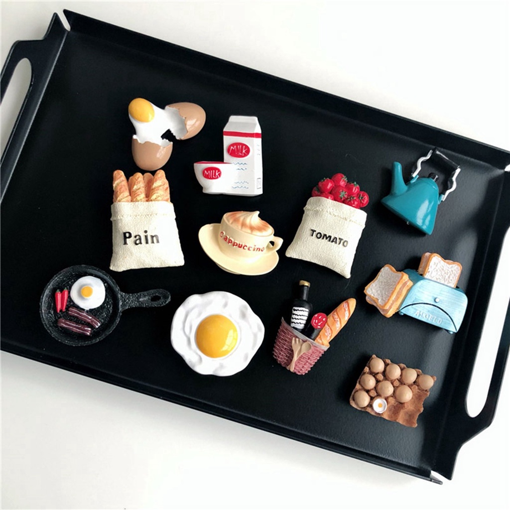 Miếng dán nam châm SJJL trang trí tủ lạnh kiểu bánh mì và nốt nhạc ngộ nghĩnh