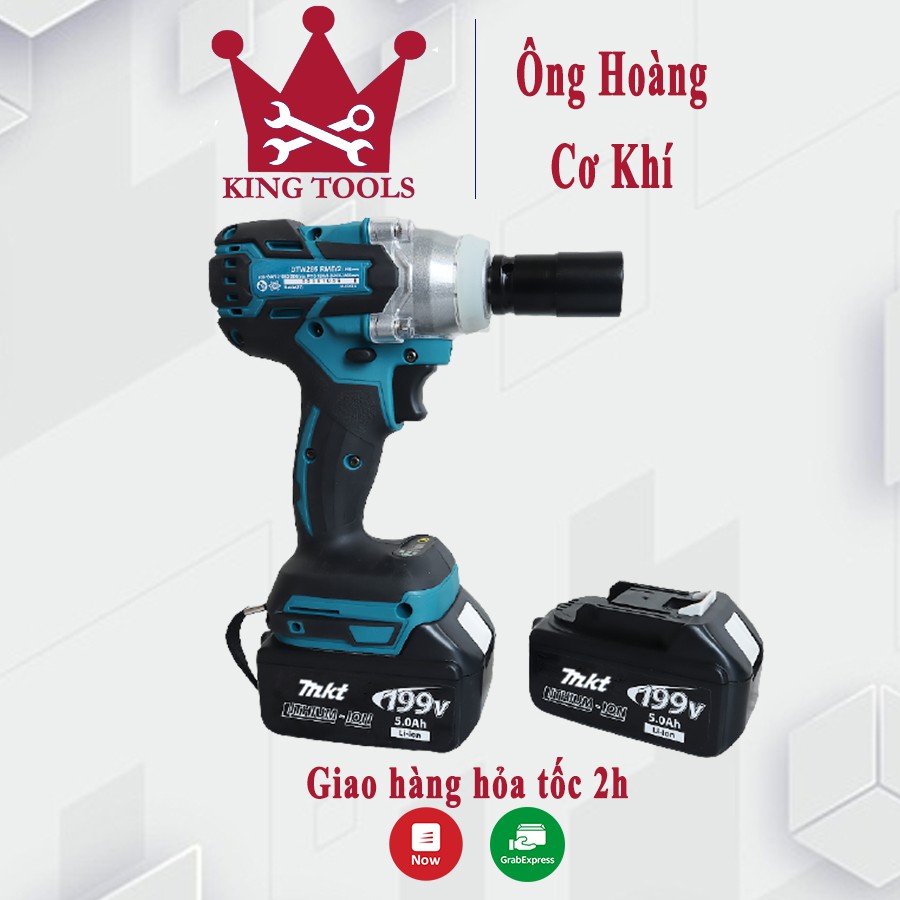 Máy siết bulong Makita 199V, máy siết bulong loại 1, tặng bộ đầu chuyển 6 đầu khẩu đa năng, Pin chuẩn 10Cell