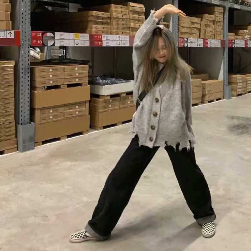 Áo cardigan rách kèm ảnh thật