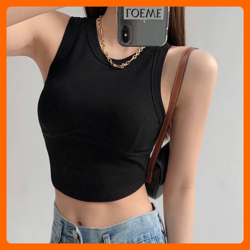 Áo Croptop ba lỗ quyến rũ chất bozip 1 lớp thoáng mát phối blazer cardigan đồ tập gym cực thời trang