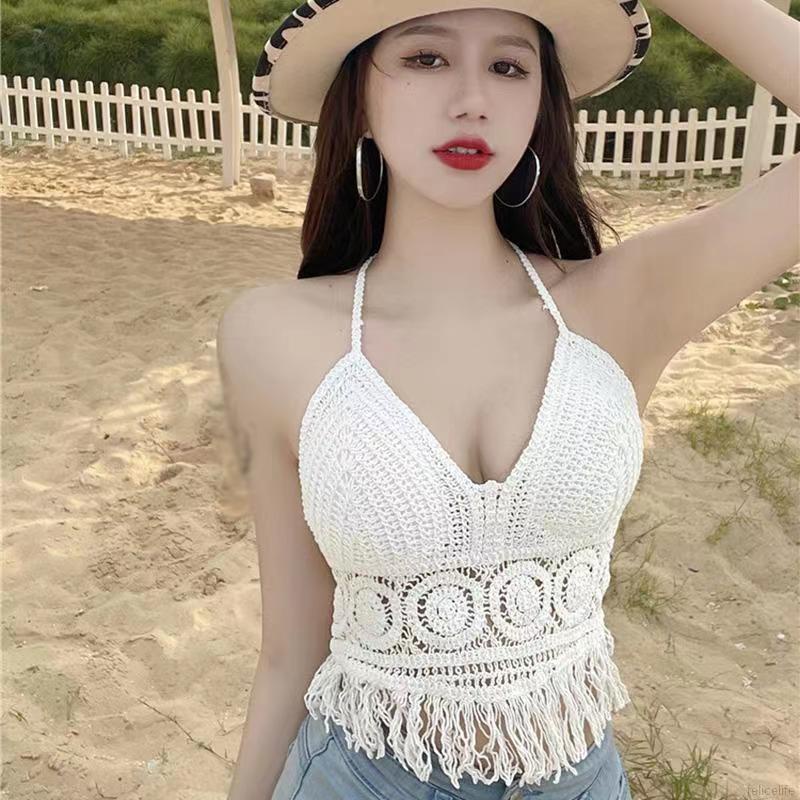 Bikini đi biển đồ bơi nữ váy bơi nữ Bikini len móc cá tính kín đáo áo tắm