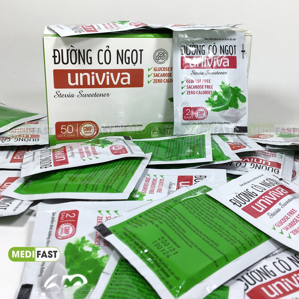 Đường cỏ ngọt Univiva cho người giảm cân, thừa cân béo phì, vận động viên thể hình, tiểu đường, thay thế đường mía, phèn