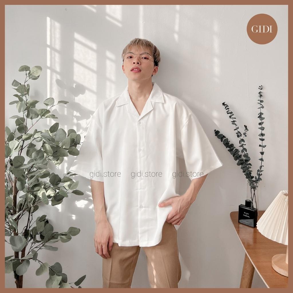 Áo Sơ mi cổ VEST - Nam Nữ Unisex form rộngmàu TRẮNG/ ĐEN (Ảnh thật 100%)