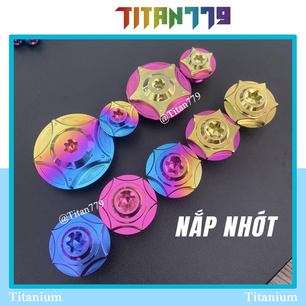 NẮP NHỚT Titan Gr5 XỊN ốc titan nắp nhớt các dòng xe gắn máy Ex Exiter Winner Wave Satria Sonic Raider Air Blade Sh