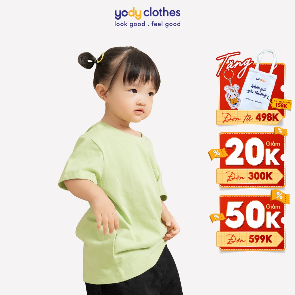 Áo thun trẻ em YODY in chữ 100% cotton mềm mịn, mát mẻ TSK5193, TSK5117