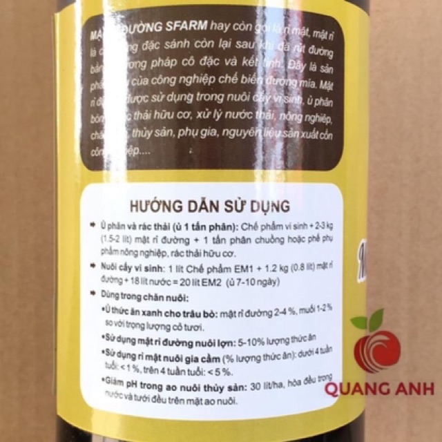 MẬT RỈ ĐƯỜNG SFARM CHAI 1 LÍT