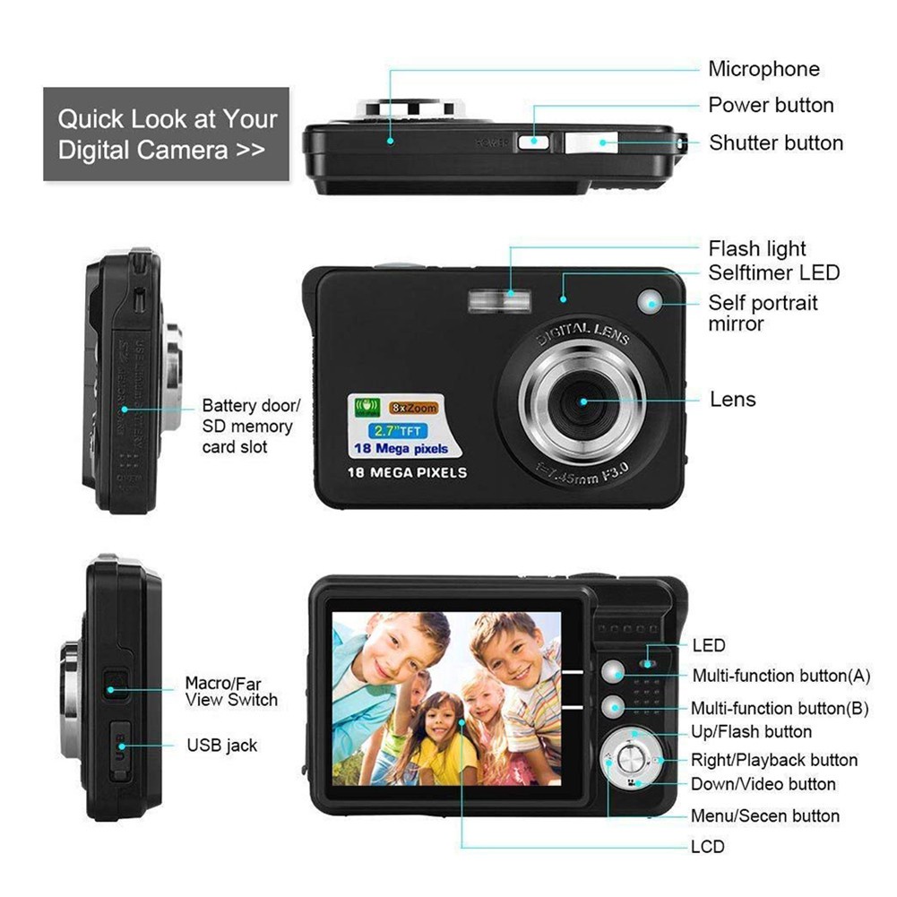 Camera Kỹ Thuật Số Mini Hd Cho Người Mới Bắt Đầu