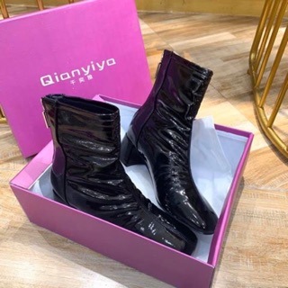 Boot cao cổ da bóng cao cấp gót 5 cm