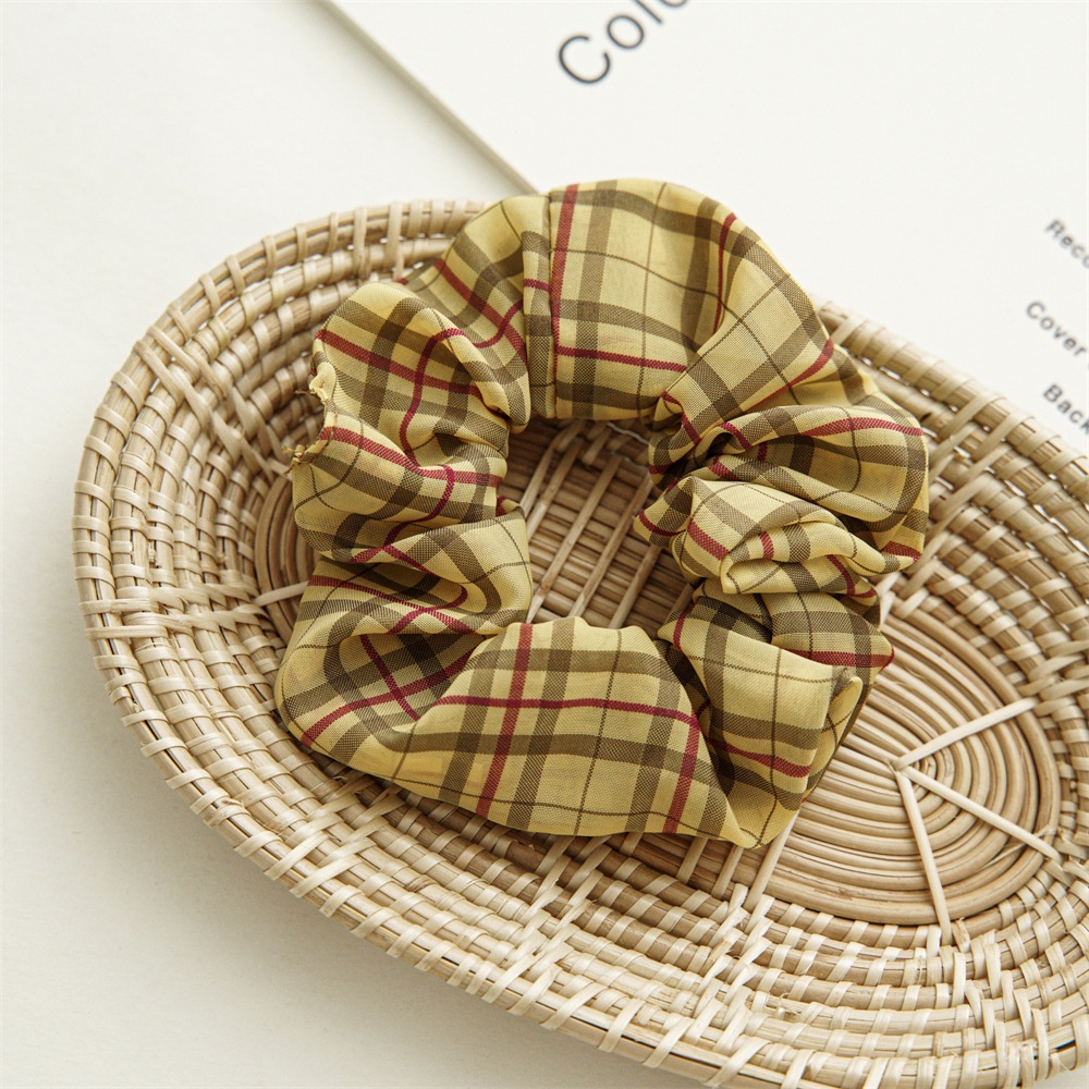 Dây Cột Tóc Vải Sợi Sọc Ca Rô Thiết Kế Mới Dễ Phối Đồ Dành Cho Bạn Gái