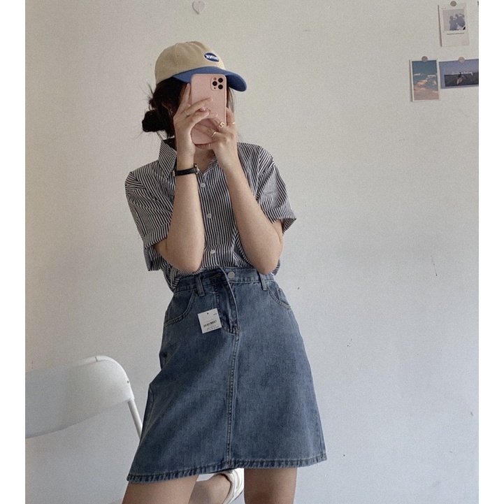 Sơ mi thuê hươu cổ đức tay ngắn, dáng rộng ( Ảnh thật )