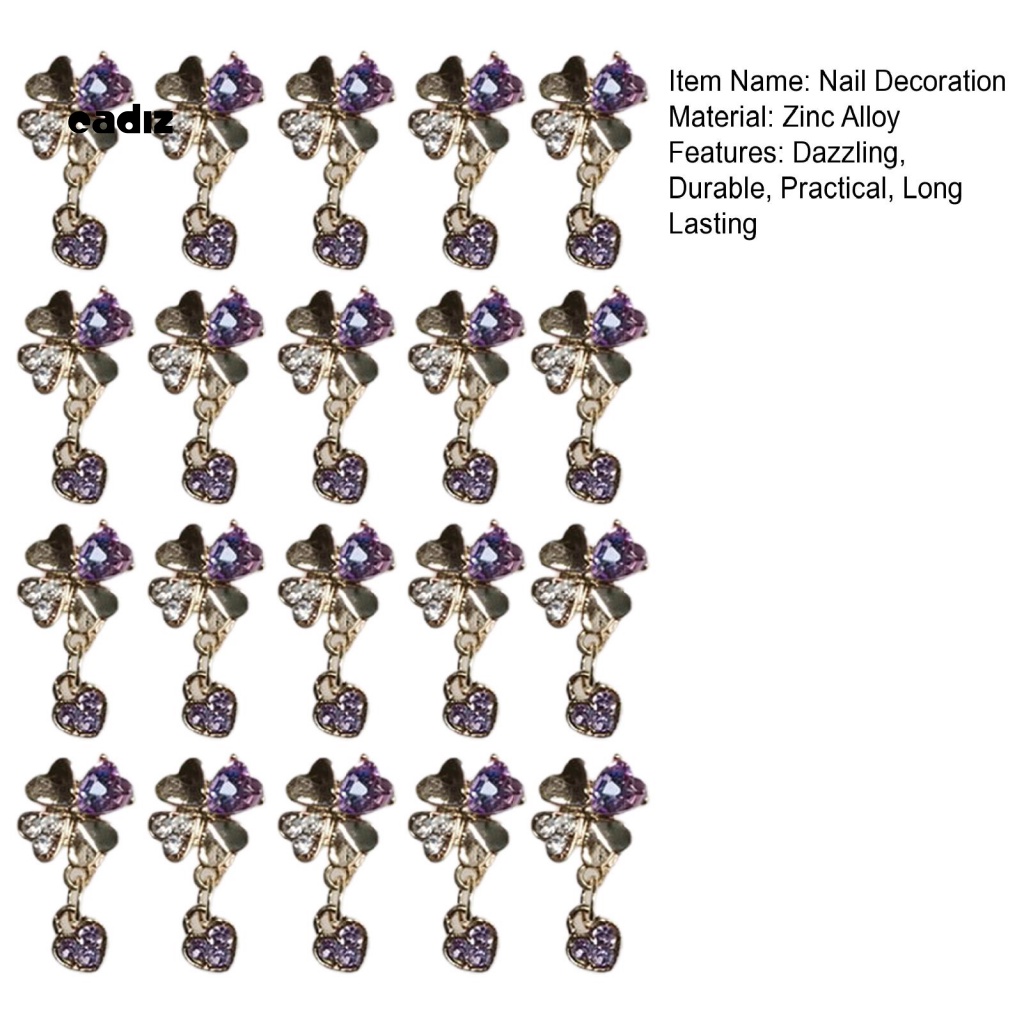 Bộ 20 Phụ Kiện Trang Trí Móng Tay Hình Cỏ 4 Lá Sang Trọng