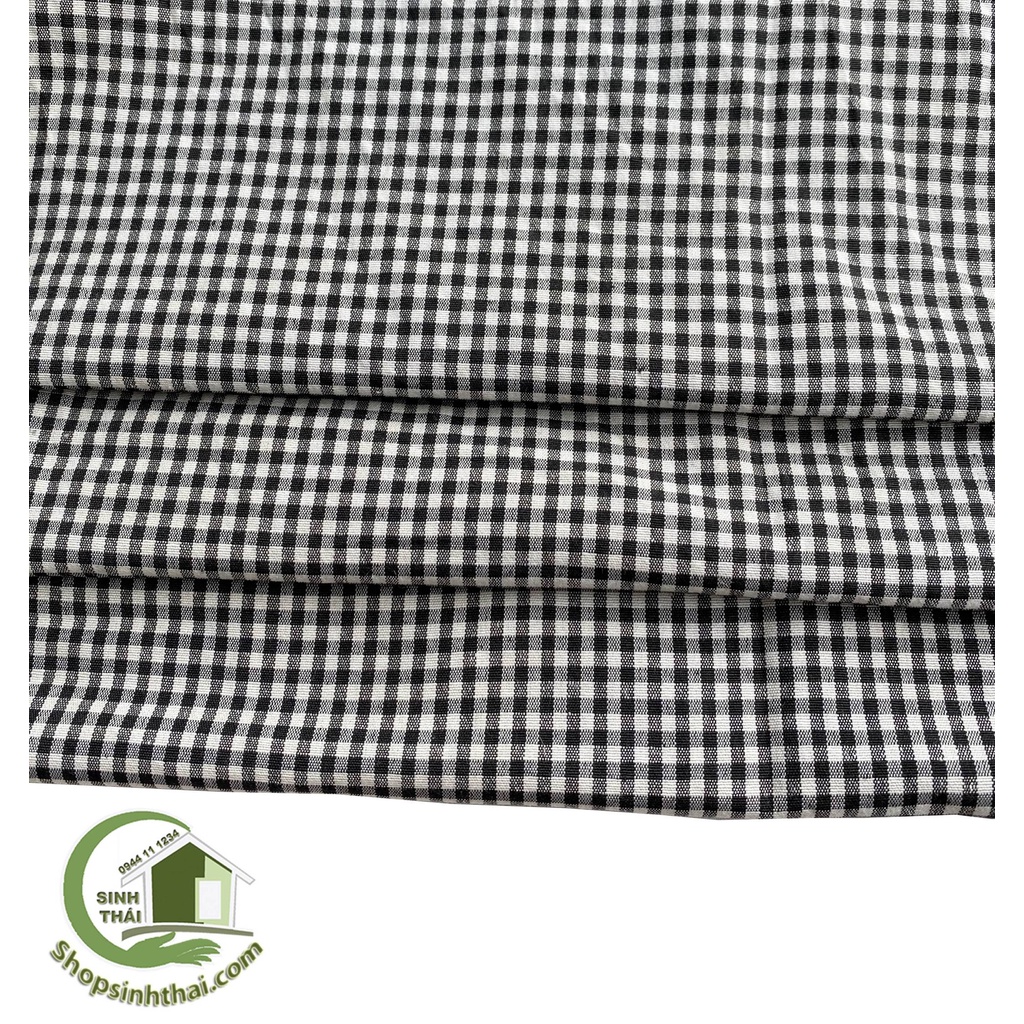 Vải cotton kẻ sọc caro nhuyễn nhỏ màu trắng đen