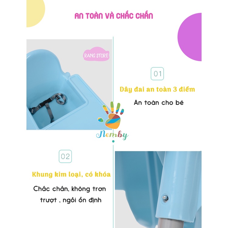 Ghế ăn dặm cho bé đa năng Nemby ghế ngồi ăn dặm cho bé từ 6 tháng tập ăn dặm có bàn ăn tháo rời, chiều cao cố định GHE2