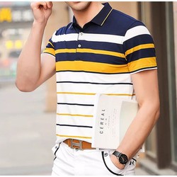 Áo thun nam phối Sọc cực đẹp, chất vải 100% cotton co dãn 4 chiều mịn mát cực kỳ sang trọng_BLSOC015