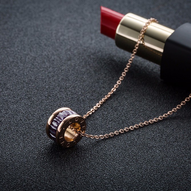 Dây Chuyền Khuyên Tròn Đính Đá Nhân Tạo Ti Tan Không Đen TT 0635