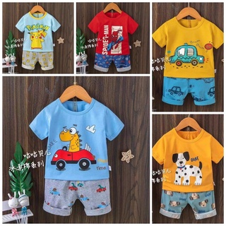 Bộ Lửng Cotton Xuất Hàn, Đồ Bộ Áo Cộc Quần Lửng Cho Bé Trai Size 10-15kg