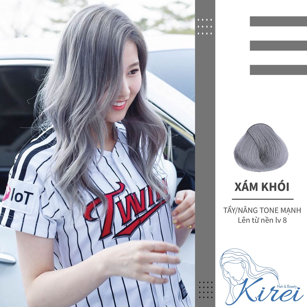 Thuốc nhuộm tóc màu XÁM KHÓI kèm thuốc tẩy tóc Kirei Hair, KireiHair, KIREIHAIR