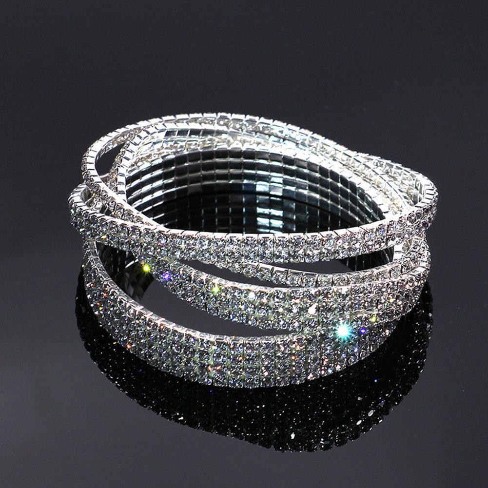 Lắc Chân Màu Bạc Đính Đá Pha Lê Co Giãn 1/2/3/4/5 Hàng Thời Trang