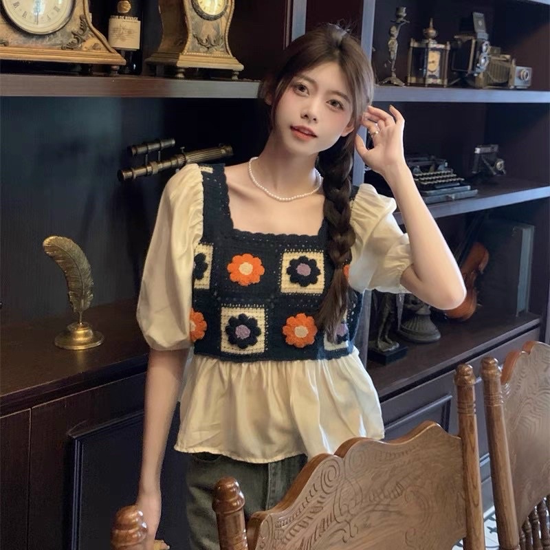 Áo sơ mi pha len Đan hoa cực xinh SM07