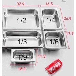Khay vuông chữ nhật Đựng Topping chè trân châu thạch Inox